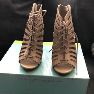 Lace up nude booties